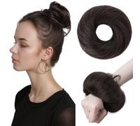 TESS Real Human Hair Bun Elastic Easy Scrunchies Hairpiece Updo Ponytail Extensions Hair Accessories for Women UK #1B Natural Black