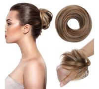 TESS Real Human Hair Bun Elastic Easy Scrunchies Hairpiece Updo Ponytail Extensions Hair Accessories for Women UK #4P27 Medium brown&Dark blonde