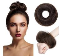 TESS Real Human Hair Bun Elastic Easy Scrunchies Hairpiece Updo Ponytail Extensions Hair Accessories for Women UK #02 Dark Brown