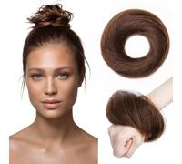 TESS Real Human Hair Bun Elastic Easy Scrunchies Hairpiece Updo Ponytail Extensions Hair Accessories for Women UK #04 Medium Brown