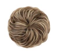 TESS Real Human Hair Bun Elastic Easy Scrunchies Hairpiece Updo Ponytail Extensions Hair Accessories for Women UK Standard 45g #4P613 Medium brown & Bleach Blonde