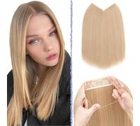 TESS Secret Wire Hair Extension Invisible One Piece Synthetic Hair Extensions Straight Full Thick Long Adjustable Hairpieces for Women (Ash Blonde Mixeded Pale Blonde, 20 Inch)