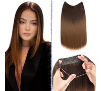 TESS Secret Wire Hair Extension Invisible One Piece Synthetic Hair Extensions Straight Full Thick Long Adjustable Hairpieces for Women (Medium Brown With Golden Blonde, 20 Inch)