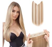 TESS Secret Wire Hair Extension Invisible One Piece Synthetic Hair Extensions Straight Full Thick Long Adjustable Hairpieces for Women (S# Dark Blond Mixed Bleach Blond, 20 Inch(Straight))