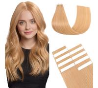 TESS Tape Hair Extensions Real Human Hair Real Hair Invisible Thin Type 10 Pcs 15G Lightweight For Highlight Straight Short - #24 Natural Blonde - 12 Inch