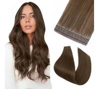 TESS Tape Hair Extensions Real Virgin Human Hair Invisible Double Stitched Tape Weft Long 10 Pcs - #02 Dark Brown - 22 Inch 25g