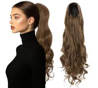 TESS Wavy Ponytail Extension, Drawstring Clip in Ponytail Hair Extensions, Long Hair Extensions, 24 Inches 160g, Golden Blonde