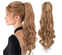 TESS Wavy Ponytail Extension, Drawstring Clip in Ponytail Hair Extensions, Long Hair Extensions, 24 Inches 160g, Pale Taupe