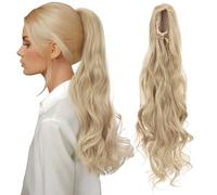 TESS Wavy Ponytail Extension, Drawstring Clip in Ponytail Hair Extensions, Long Hair Extensions, 24 Inches 160g, Ash Blonde