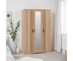 Tessa 3 Door 1 Drawer Mirrored Wardrobe Oak Effect