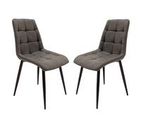 tessa grey pu leather dining chairs with metal legs in pair
