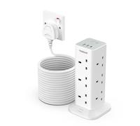 TESSAN 10M Tower Extension Lead with USB, 12 Way Surge Protected Extension