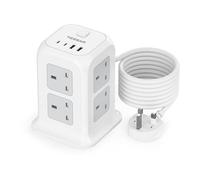 TESSAN 8 Way Tower Extension Lead 5M with 4 USB Slots (2 USB C)