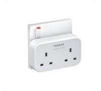 TESSAN Double Plug Adapter UK, 2 Way Plug Extension Socket | Multi Plug Sockets, Non Blocking Multiplug Power Extender with 2 Electrical Outlets for Home, Office, School Supplies