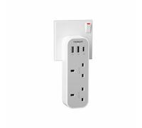 TESSAN Double Plug Adaptor UK with 3 USB (1 USB C) | 2 Way MultiPlug Extension Adapter, 13A UK 3 Pin Wall Charger Sockets, Power Extender for Home, Office, School Supplies