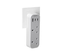 TESSAN Double Plug Extension Socket with USB C Charger | 2 Way Multi Plug Extension Adapter, Multiple Outlets Extender for Home, Office School Supplies