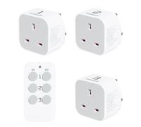 TESSAN Remote Control Plug Socket UK, 30M/100ft Operating Range, Wireless Light Switch for Indoor String Lights, Lamps, 1 Remotes and 3 Sockets