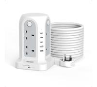 TESSAN Tower Extension Lead 10M with 5 USB Slots, 8 Way Power Strip