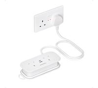 TESSAN Travel Extension Lead with PD 20W USB C Fast Charger | 2 Way Plug Extension Socket Power Strip with 2 USB Ports, 1.5m Wrapped Short cable for Travel Essentials, Camping Supplies