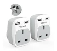 TESSAN UK to Australia Plug Adapter, Type I AU NZ Travel Adapter with USB C | Australian Plug Adaptor from UK 2 Pack, Grounded Power Adapter to AUS Australia China Fiji Argentina New Zealand (Type I)