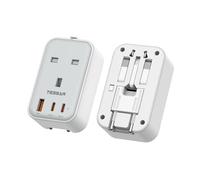 TESSAN UK to Universal Travel Adapter 20W, International plug adaptor with 2 USB C 1 USB A, Ultra Thin Worldwide Plug Adapter, UK for European, USA, Thailand, Japan, Australia (Type C G A I), 1 Pack