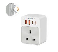 TESSAN UK to US Plug Adaptor, Foldable USA Travel Adapter with 2 USB C and 2 USB A 20W Fast Charging, American Plug Adapter from UK to Canada, Thailand, Mexico, Dominica, Costa Rica, Philippines