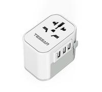 TESSAN Universal Travel Adapter Worldwide, International Plug Adapter with 3 USB, All in One Power Adaptor for UK to European EU Australia USA (Type E,F, G, B, I), Grey White