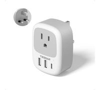 TESSAN US to UK Plug Adapter with 3 USB (1 USB C), 4 in 1 Type A and B to Type G Plug Adaptor with 13A Fuse, 3250W Max, American to UK Travel Adapter Accepts USA, Canada, Mexico, Japan Appliances