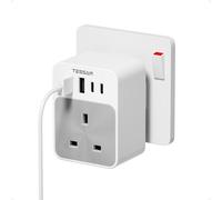 TESSAN USB C Plug Adaptor UK, Multi Plug Extension Socket with 4 USB Charger, 1 Way Wall Charger Sockets 3250W, Power Adapter for Home, Kitchen, Office, School Supplies