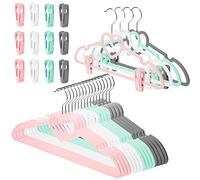Tessco 20 Pcs Velvet Clothes Hangers with 20 Pcs Clips Non Slip Space Saving Skirt Hanger 360 Degree Swivel Hook Felt Heart Shaped Drying Rack for Pants(Multicolor,Velvet)
