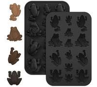 Tessco for you 2 Pcs Frog Mold Silicone Chocolate Frog Molds Halloween Passover Candy Jelly Ice Tray Fun the Ten Plagues for Pesach Seder Wizard Party Birthday Cake Decoration (Black)