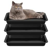 Tessco for you 3 Pcs Open Small Kitten Litter Box Rabbit Pan Waterproof Plastic Litter Tray Travel Toilet for Cats Bunny Guinea Pig Small Pet, Easy Clean (Black,15.1 x 12 x 1.4 Inch)