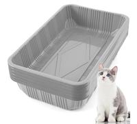 Tessco for you 30 Pack Disposable Plastic Litter Boxes for Cats Disposable Cat Litter Tray for Small Pets Kitten Travel, 16.7 x 10.5 x 3.4 Inches (Gray)