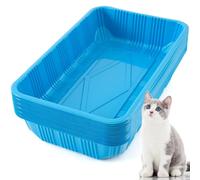 Tessco for you 30 Pack Disposable Plastic Litter Boxes for Cats Disposable Cat Litter Tray for Small Pets Kitten Travel, 16.7 x 10.5 x 3.4 Inches(Blue)