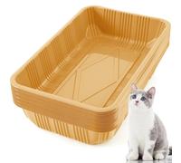 Tessco for you 30 Pack Disposable Plastic Litter Boxes for Cats Disposable Cat Litter Tray for Small Pets Kitten Travel, 16.7 x 10.5 x 3.4 Inches(Light Brown)