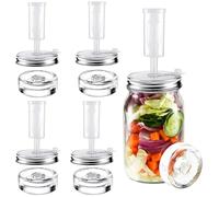 Tessco for you 4 Set Fermentation Kit, Wide Mouth Fermentation Lids with Weights for Mason Jars Sauerkraut Probiotic Food (No Jars)