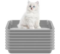 Tessco for you 8 Pcs Small Kitten Litter Box 11 x 8.5 x 1.2 in Rabbit Litter Pan Mini Open Cat Box Low Entry Waterproof Travel Toilet for Kittens Bunny Kitty Guinea Pig Small Pet Supplies (Gray)