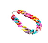Tesselite Acrylic Necklace-Statement Matte Red Long Chain Necklaces For Women Vintage Colorful Big Chunky Chain Choker Pendants Necklaces Fashion Jewelry,Mix color,One size