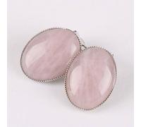 Tesselite Clip on Earring Without Piercing Women Gem Stone Beads Oval Shape Rose Quartz Onyx Raw Material Fashion Women Jewelry,as shown,One size
