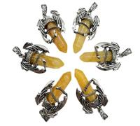 Tesselite Fashion men's flying dragon pendant hexagonal column natural red agate obsidian crystal jewelry summer necklace all-match personality pendant jewelry - random one,Citrine,One size