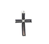 Tesselite Natural crystalpersonality simple opal rose quartz cross handmade pendant unisex spring and autumn jewelry necklace - 1 piece Obsidian One Size