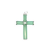 Tesselite Natural crystalpersonality simple opal rose quartz cross handmade pendant unisex spring and autumn jewelry necklace - 1 piece Green Aventurine One Size
