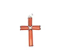 Tesselite Natural crystalpersonality simple opal rose quartz cross handmade pendant unisex spring and autumn jewelry necklace - 1 piece Red Stone One Size
