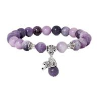 Tesselite Stone Bracelet - Fashionable Natural Stone Bead Bracelet 8mm Amethyst Elephant Charm Bracelet Stretch Women's Bracelet Men Women Jewelry,Lilac stone,One size