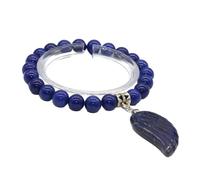 Tesselite Stone Bracelet- Natural Stone Beads Bracelet Dangle Angel Wing Pendant Crystal Round Beads Stone Strand Bracelet For Men Women Jewelry Gift,Lapis Lazuli,One size