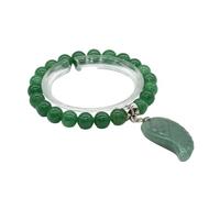 Tesselite Stone Bracelet- Natural Stone Beads Bracelet Dangle Angel Wing Pendant Crystal Round Beads Stone Strand Bracelet For Men Women Jewelry Gift,green aventurine,One size