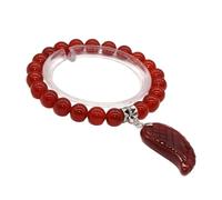 Tesselite Stone Bracelet- Natural Stone Beads Bracelet Dangle Angel Wing Pendant Crystal Round Beads Stone Strand Bracelet For Men Women Jewelry Gift,Red Agate,One size