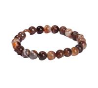 Tesselite Stone Bracelet - Natural Stone Striped Agate Brown Bracelet Simple Fashion Personality Men and Women Summer All-match Single Circle Round Bead Bracelet,Coffee Stripes,10mm