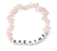 Tesselite Stone Bracelet- Quartz Natural Stone Gem Alphabet Bracelets Crystal Bracelet Chipped Gravel Beads for Women Handmade Gifts,Quartz,BREATHE,One size