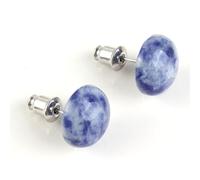 Tesselite Stone Earrings-Natural semi-precious stone bread bead earrings for women green aventurine bread bead earrings Classic Trendy Women Earring,spotted blue,One size